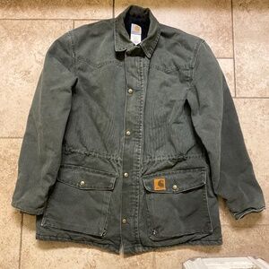 VINTAGE Carhartt C46 MOS Jacket Medium Moss Green Quilt Lined Chore Coat USA